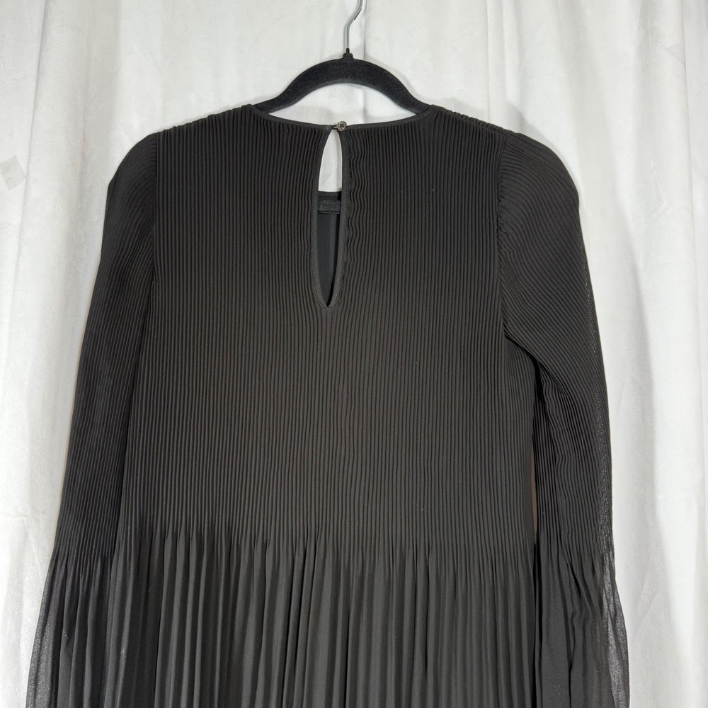 Wilfred Aritzia Black Pleated Mini Dress Long Sleeve Keyhole Back 2XS 81688 - Picture 11 of 12